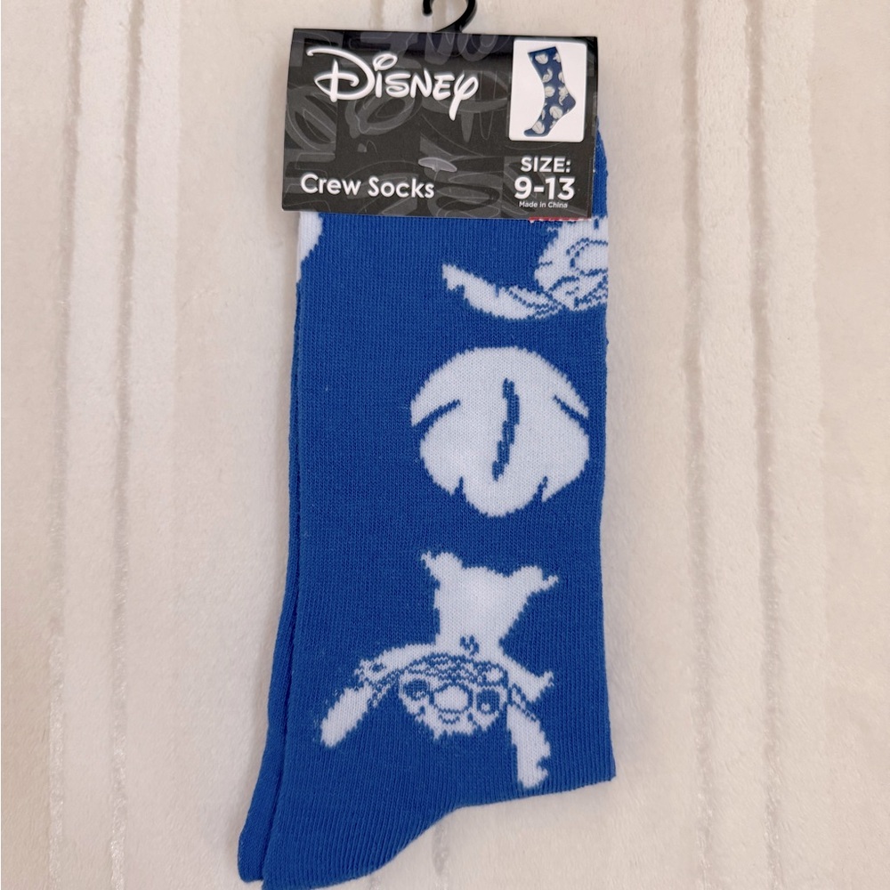 Disney Stitch Blue and White Crew Socks